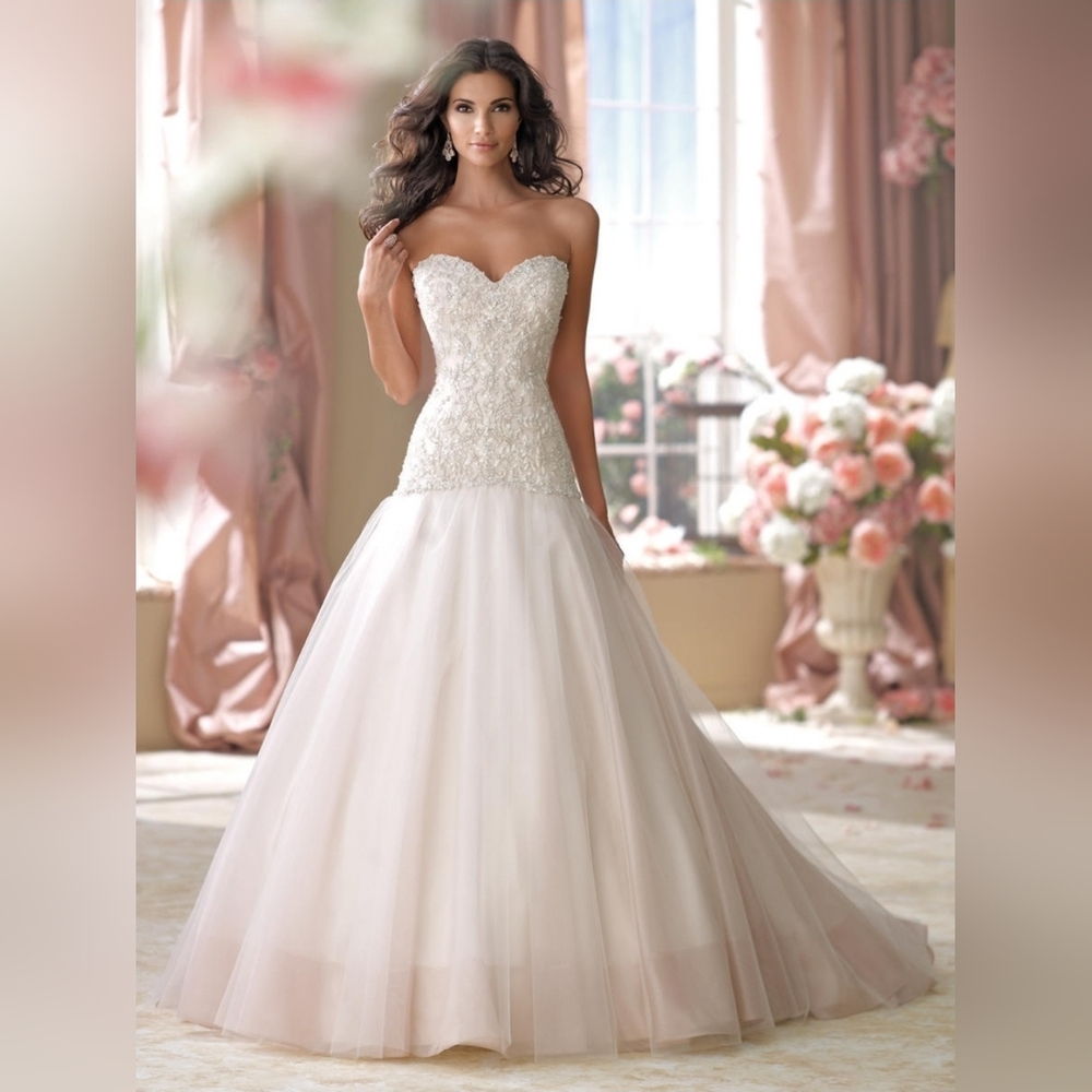 Martin Thornburg for Mon Cheri Bridals Size 14 Ivory & Tea Rose Wedding Gown